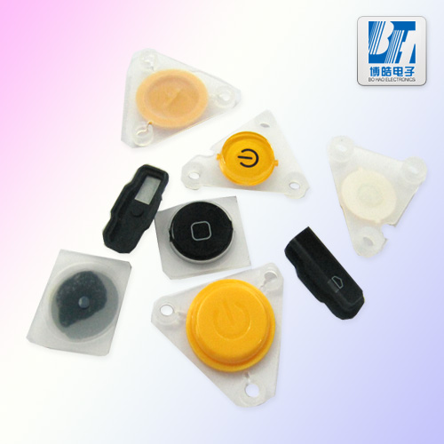 博皓電子-單個(gè)塑膠加單個(gè)硅膠制作而成的P+R按鍵單K按鍵